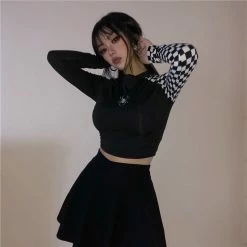 Unzzy Tops Spider Embroidery T-shirt KF9587