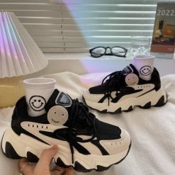 Unzzy Black Platform Sneakers KF90526 HOT SALE