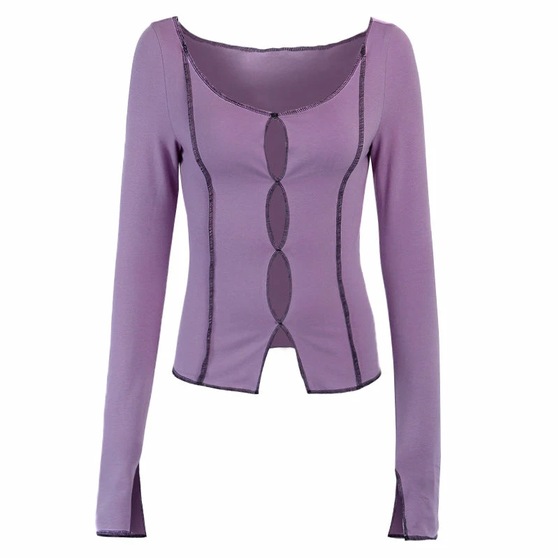 Unzzy Solid Color Round Neck Long Sleeve T-shirt KF9143 HOT SALE 5 Unzzy Solid Color Round Neck Long Sleeve T-shirt KF9143 HOT SALE