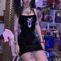 Unzzy Black Embroidered Dress KF90475 HOT SALE