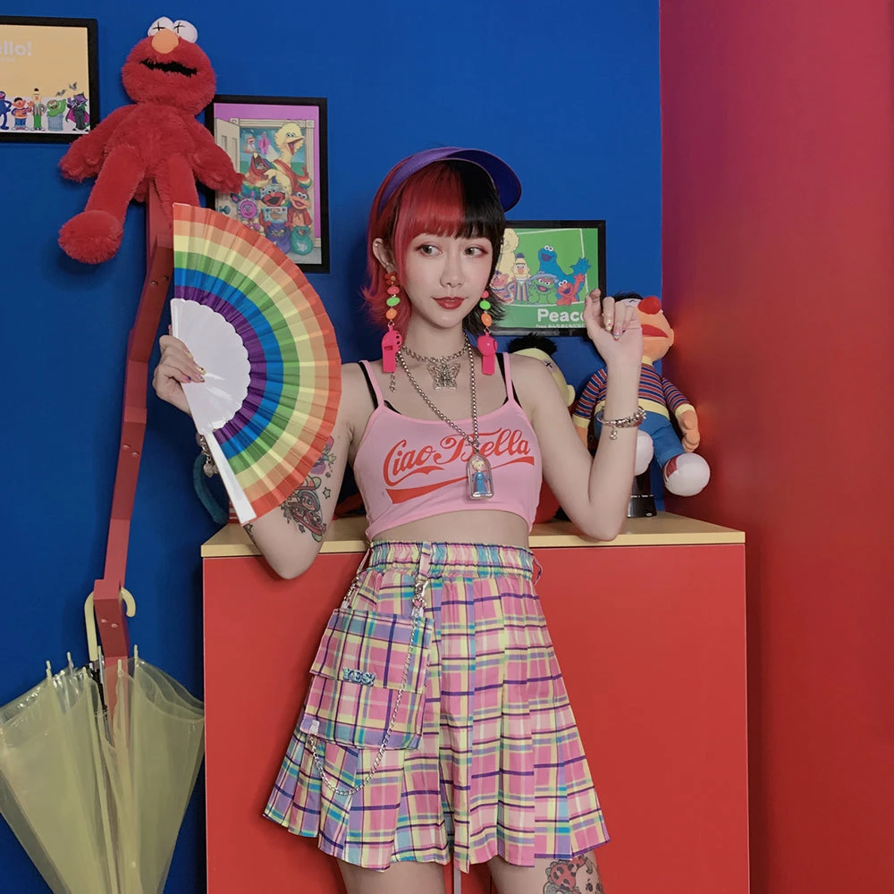 Unzzy Pink Plaid Pleated Skirt KF908011 HOT SALE 5 Unzzy Pink Plaid Pleated Skirt KF908011 HOT SALE