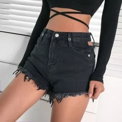 Unzzy Openwork Black Shorts KF90434 HOT SALE 8 Unzzy Openwork Black Shorts KF90434 HOT SALE