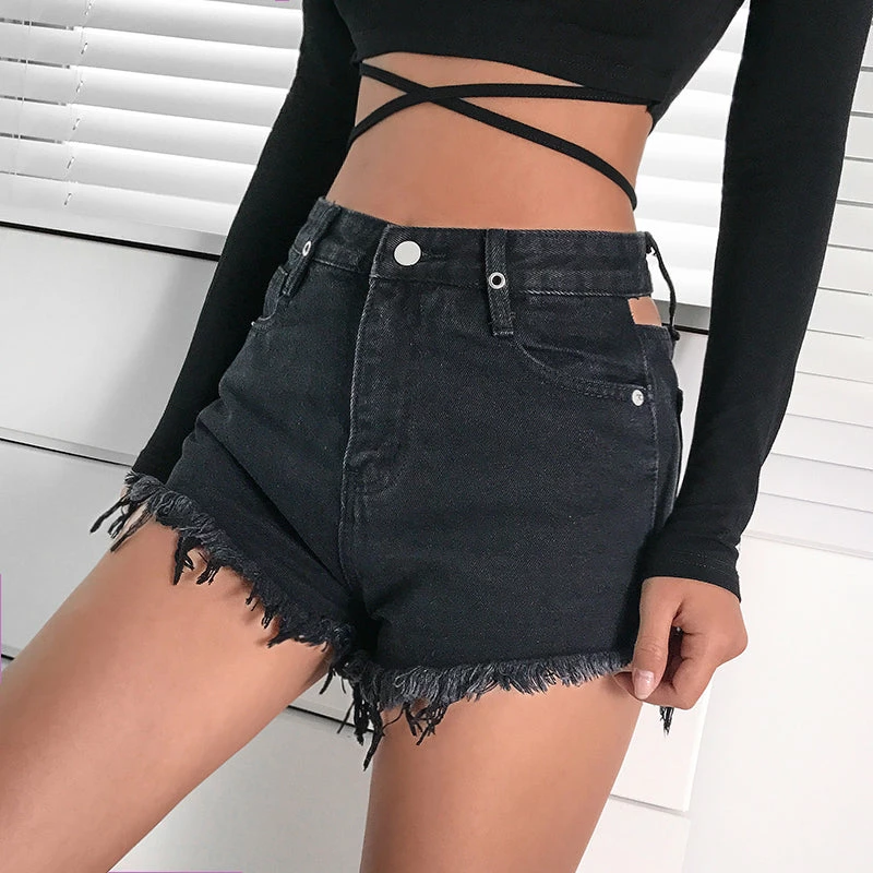 Unzzy Openwork Black Shorts KF90434 HOT SALE 4 Unzzy Openwork Black Shorts KF90434 HOT SALE