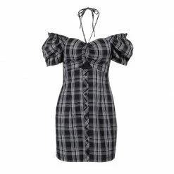 Unzzy Black Plaid Dress KF90059 HOT SALE