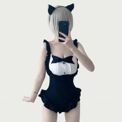 Unzzy HOT SALE Black And White One Piece Swimsuit KF82659