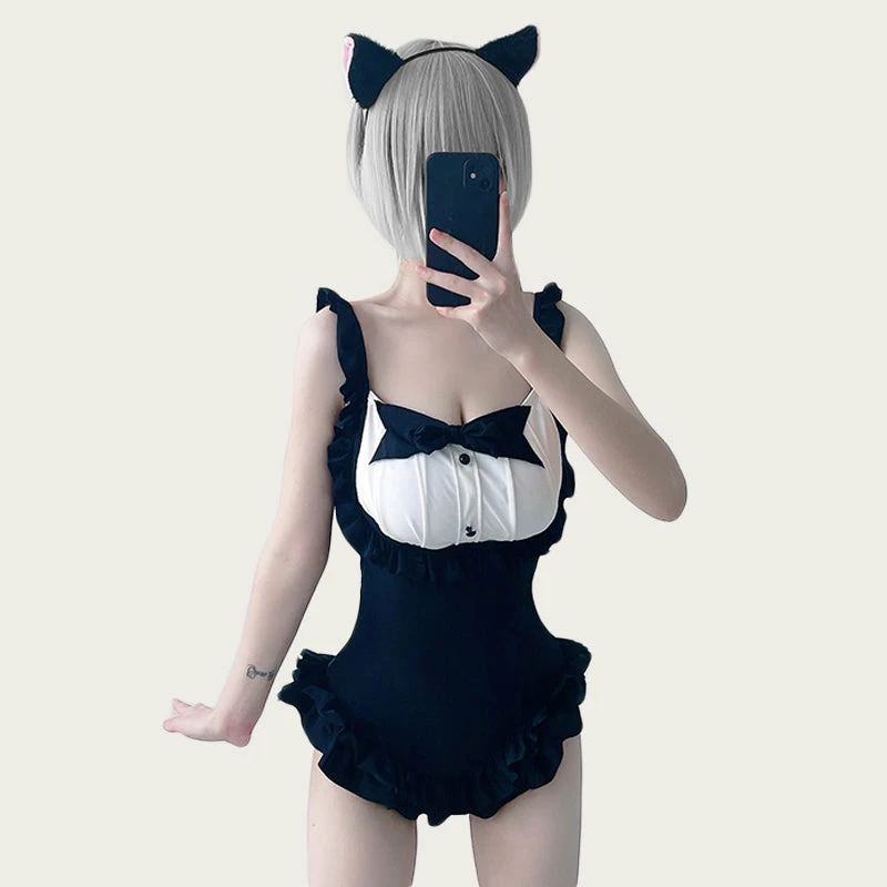 Unzzy HOT SALE Black And White One Piece Swimsuit KF82659 1 Unzzy HOT SALE Black And White One Piece Swimsuit KF82659