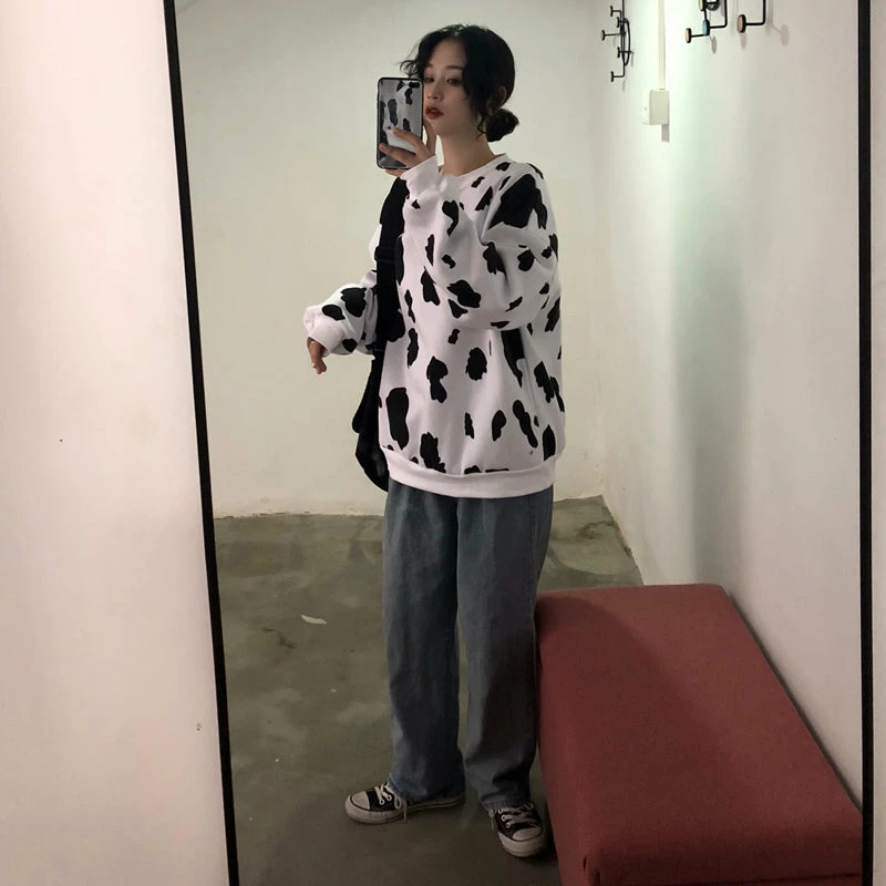 Unzzy HOT SALE Ulzzang Cow Sweatshirt KF9209 3 Unzzy HOT SALE Ulzzang Cow Sweatshirt KF9209