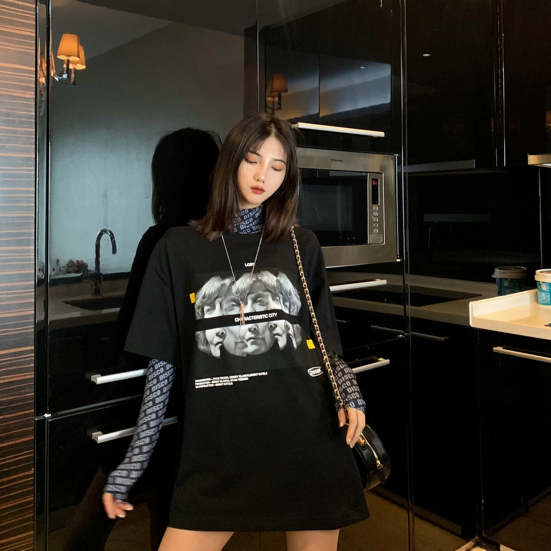 Unzzy Black T-shirt Two-piece Suit KF90635 2 Unzzy Black T-shirt Two-piece Suit KF90635