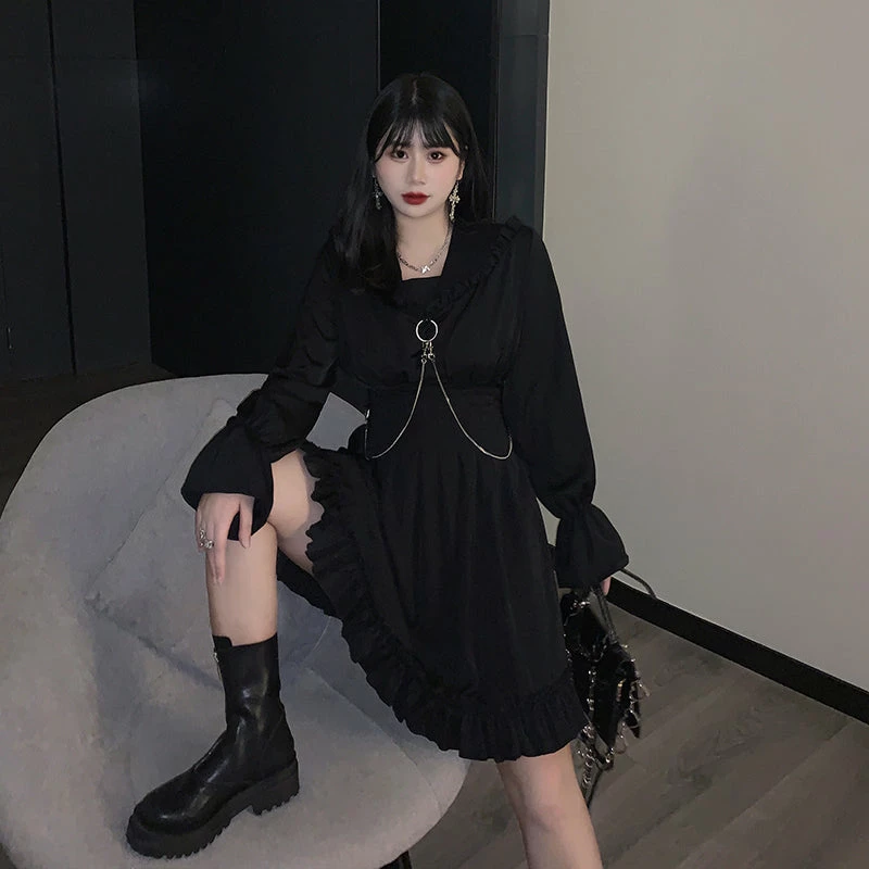 Unzzy Diablo Black Dress KF81813 1 Unzzy Diablo Black Dress KF81813