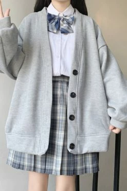 Unzzy HOT SALE JK Gray Cardigan Sweatshirt KF82272