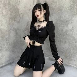 Unzzy Harajuku Black T-shirt KF81814 HOT SALE