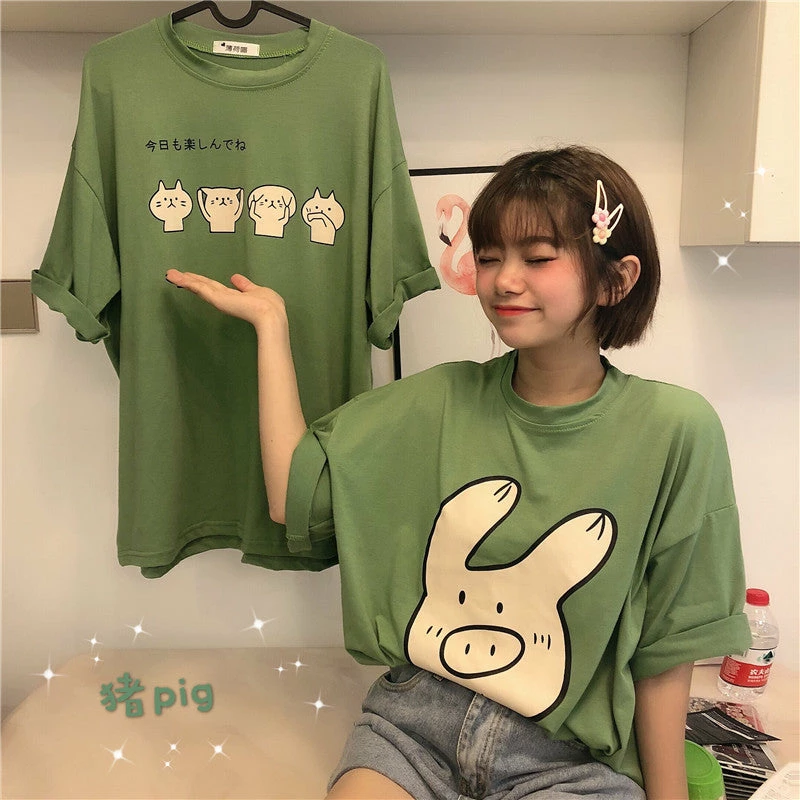 Unzzy Ulzzang Cartoon T-shirt KF90648 HOT SALE 1 Unzzy Ulzzang Cartoon T-shirt KF90648 HOT SALE