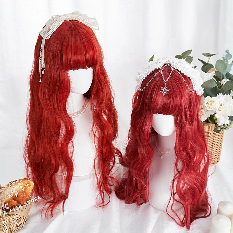 Unzzy Red Long Curly Hair Wig KF81259 HOT SALE 1 Unzzy Red Long Curly Hair Wig KF81259 HOT SALE