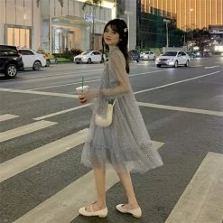 Unzzy Pastel Mesh Dress KF9407