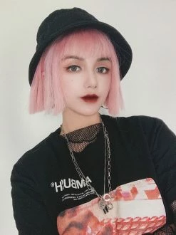 Unzzy HOT SALE Harajuku Pink Short Wig KF81272