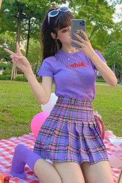 Unzzy Purple Pleated Skirt Suit KF82109