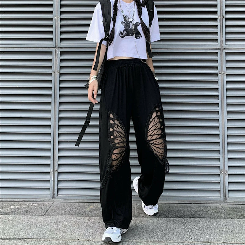 Unzzy Harajuku Butterfly Embroidered Pants KF82791 HOT SALE 2 Unzzy Harajuku Butterfly Embroidered Pants KF82791 HOT SALE