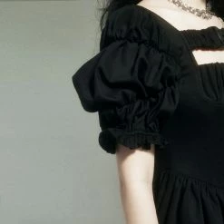 Unzzy Black Irregular Dress KF82129 HOT SALE