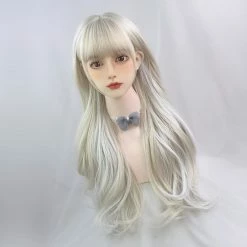 Unzzy White Gold Long Curly Hair Wig KF82429