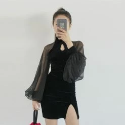 Unzzy Dark Cheongsam Dress KF9362