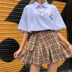 Unzzy Plaid Pleated Skirt KF9556 HOT SALE