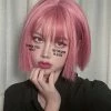 Unzzy Pink Short Straight Hair Wig KF82644