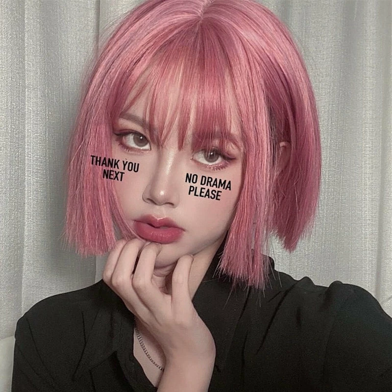 Unzzy Pink Short Straight Hair Wig KF82644 1 Unzzy Pink Short Straight Hair Wig KF82644