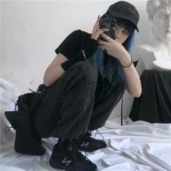 Unzzy HOT SALE Pocket Drawstring Jeans KF82495