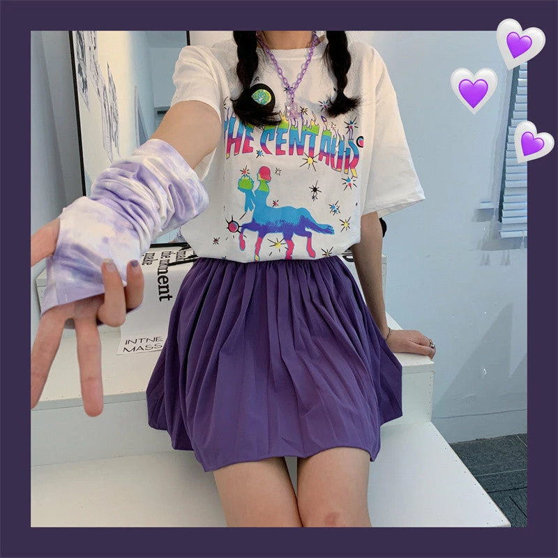 Unzzy HOT SALE Purple High Waist Pleated Skirt KF90338 4 Unzzy HOT SALE Purple High Waist Pleated Skirt KF90338
