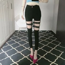 Unzzy High Waist Lace-up Pants KF9147 HOT SALE