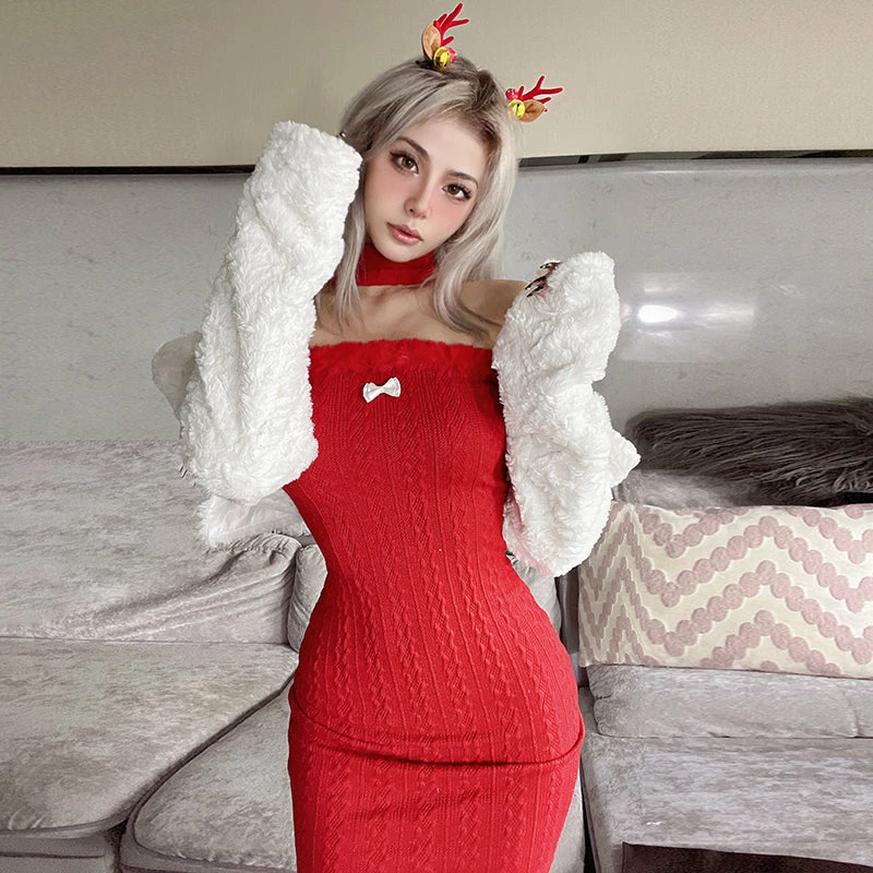 Unzzy Red Christmas Skirt KF82458 3 Unzzy Red Christmas Skirt KF82458