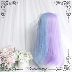 Unzzy HOT SALE Lolita Blue Purple Long Straight Wig KF82702