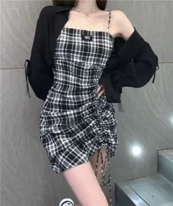 Unzzy HOT SALE Fashion Plaid Dress KF82111