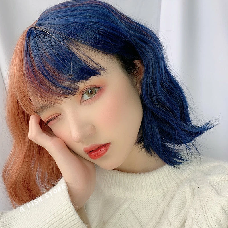 Unzzy Blue And Yellow Wig KF90602 1 Unzzy Blue And Yellow Wig KF90602