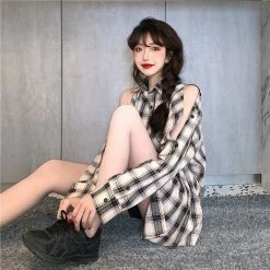 Unzzy Ulzzang Plaid Shirt KF81318