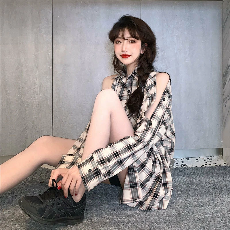 Unzzy Ulzzang Plaid Shirt KF81318 1 Unzzy Ulzzang Plaid Shirt KF81318