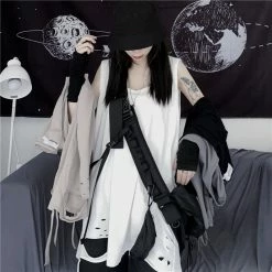 Unzzy HOT SALE Hole Sleeveless T-shirt KF81449