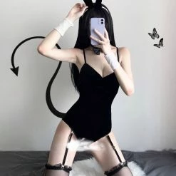 Unzzy HOT SALE Black Bunny Uniform Set KF82788