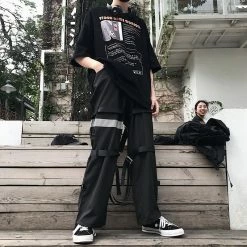 Unzzy Harajuku Reflective Casual Pants KF7005 HOT SALE