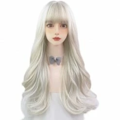 Unzzy White Gold Long Curly Hair Wig KF82429
