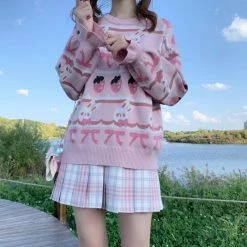 Unzzy HOT SALE Strawberry Sweet Rabbit Sweater KF82564