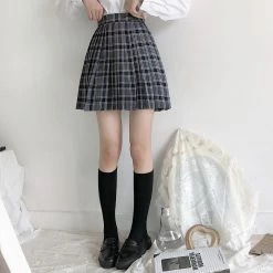 Unzzy Plaid Pleated Skirt KF9321 HOT SALE