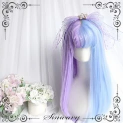 Unzzy HOT SALE Lolita Blue Purple Long Straight Wig KF82702
