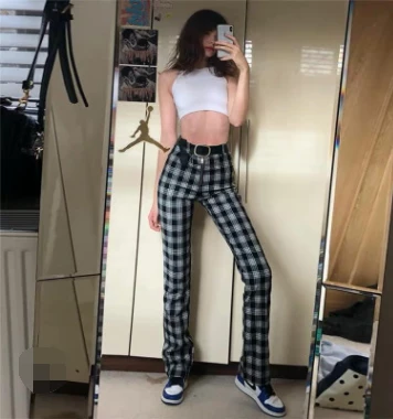 Unzzy Ulzzang Plaid Pants KF90581 HOT SALE 3 Unzzy Ulzzang Plaid Pants KF90581 HOT SALE
