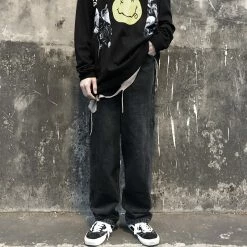 Unzzy Ulzzang Black Jeans KF81591 7 Unzzy Ulzzang Black Jeans KF81591