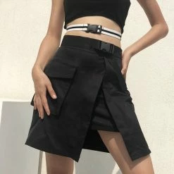 Unzzy HOT SALE Retro Black Skirt KF90517