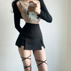 Unzzy Sexy Black Culottes KF81636