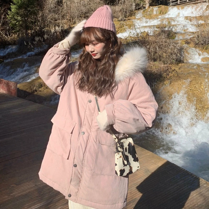 Unzzy Pink Plush Hooded Jacket KF82425 5 Unzzy Pink Plush Hooded Jacket KF82425