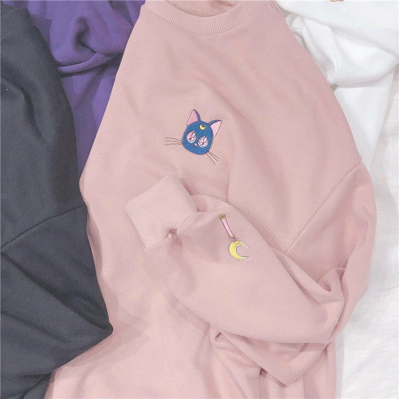 Unzzy Sailor Moon Embroidered Sweatshirt KF9481 4 Unzzy Sailor Moon Embroidered Sweatshirt KF9481