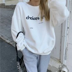 Unzzy HOT SALE Solid Color Letter Long Sleeve Top KF82343